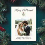 Merry & Married Personalized Newlywed Wedding Holiday Card<br><div class="desc">Announce your new chapter in festive style with the Merry & Married Personalized Holiday Wedding Announcement Card! This elegant card features a custom photo, a personal message on the back, and a charming mistletoe painting, blending modern design with a touch of romance. It’s the perfect way to celebrate your first...</div>