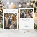 Merry & Married Romantic Script 2 Photo  Holiday Card<br><div class="desc">Modern elegant calligraphy holiday photo card with an additional photo and text on the back.  For more advanced customization of this design,  please click the BLUE DESIGN TOOL BUTTON above!</div>