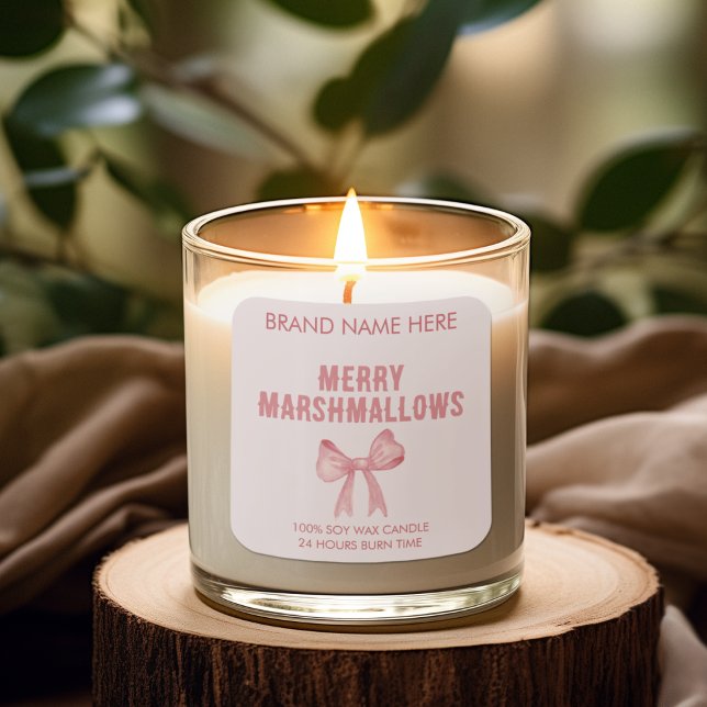 Merry Marshmallows | Étiquettes de bougies moderne (Créateur téléchargé)