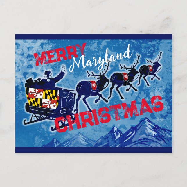 Merry Maryland flag Christmas postcard (Front)