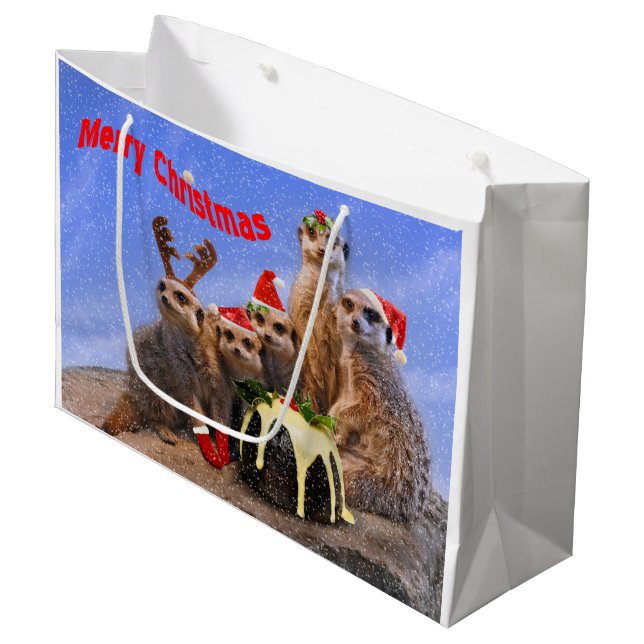 Merry Meerkats Grand sac cadeau (Devant Angle)