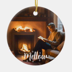 Merry & Mellow, humourous, loving Santa & Dad Them Ceramic Ornament