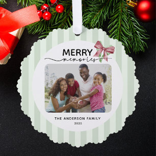 Merry Memories 2 Photos Christmas Ornament Card