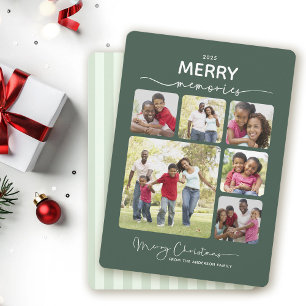 Merry Memories 6 Photo Script Christmas Holiday Card