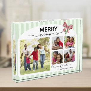 Merry Memories Photo Collage Bow Christmas Block
