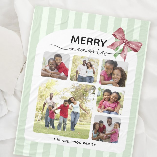 Merry Memories Photo Collage Christmas Fleece Blanket (Creator Uploaded)