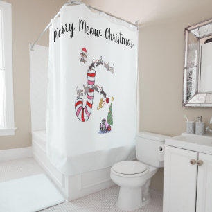 Merry Meow Christmas Shower Curtain Cats Kittens