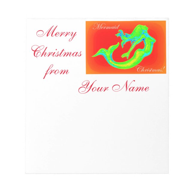Merry Mermaid Christmas Notepad (Front)