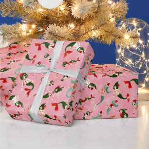 MERRY MERMAIDS PINK WRAPPING PAPER