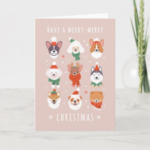 Merry-Merry Christmas Dogs Holiday Card