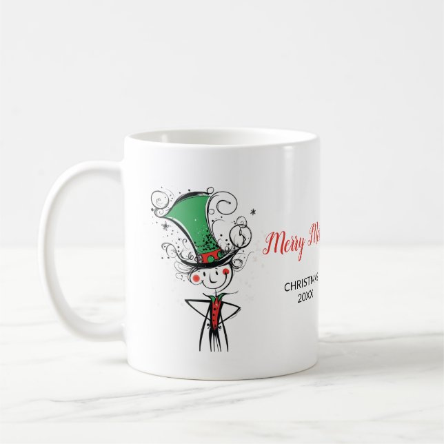 "Merry Merry" Christmas Elf Top Hat Coffee Mug (Left)