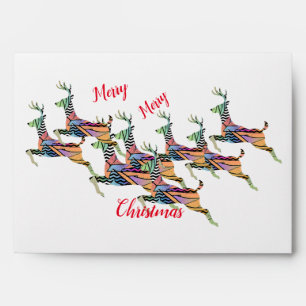 Merry Merry Christmas Leaping Deer  Envelope