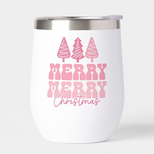 Merry Merry Christmas - Pink Holiday Design (Left)