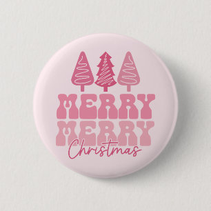 Merry Merry Christmas - Pink Holiday Design 2 Inch Round Button
