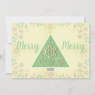 "Merry Merry" Christmas Tree & Snowflakes Holiday Card