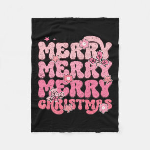 Merry Merry Merry Christmas Festivity  Fleece Blanket