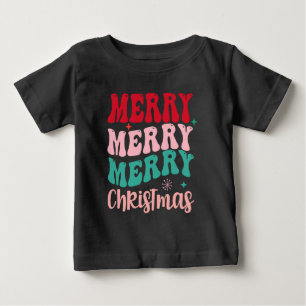 Merry Merry Merry Christmas Retro Baby T-Shirt