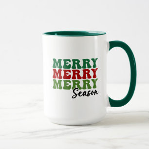 Merry Merry Merry Season - Retro Holiday Art Mug