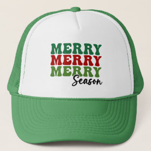 Merry Merry Merry Season - Retro Holiday Art Trucker Hat