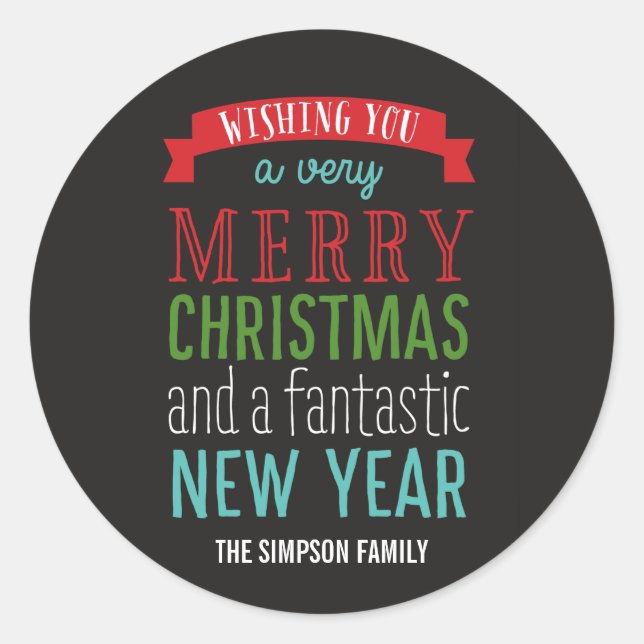 Merry Message Holiday Sticker or Envelope Seal (Front)