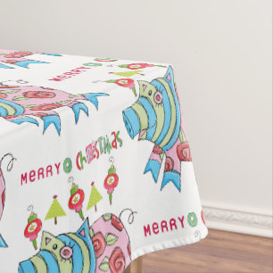 Merry Mexican Christmas Tablecloth, Mexican Pig  Tablecloth