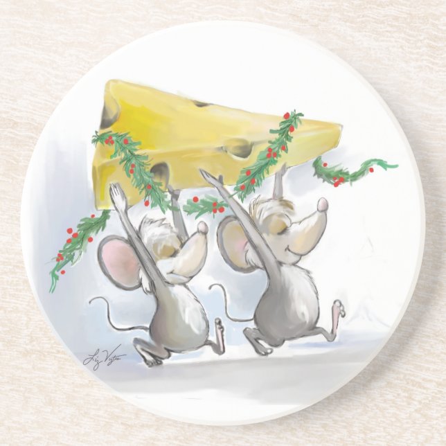 Merry Mice Mic & Mac Coaster (Front)