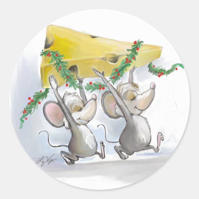 Merry Mice Mic & Mac Holiday Stickers (Front)