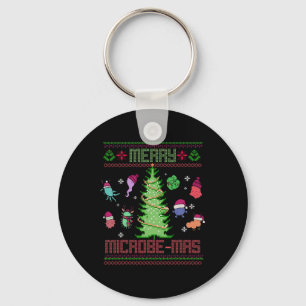 Merry Microbe-mas Microbiology Scientists Christma Keychain