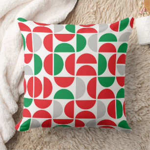 Merry Mid Century Holiday Tiles Throw Pillow