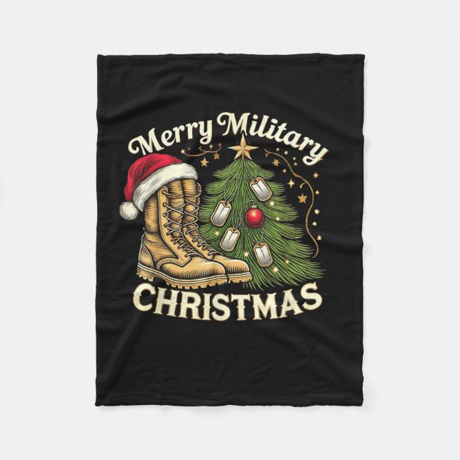 Merry Military Christmas Festive Military Boots &a Fleece Blanket (Front)