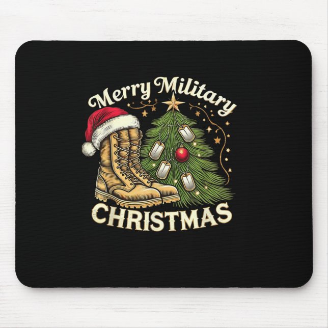 Merry Military Christmas Festive Military Boots &a Mouse Pad (Front)