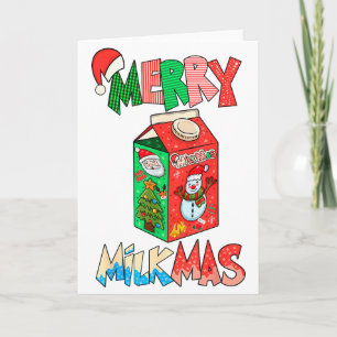 Merry Milkmas Funny Christmas Milk Santa Snowman H Card