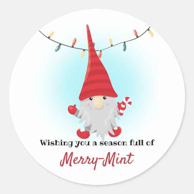 Merry Mint Candy Cane Christmas Classic Round Sticker (Front)