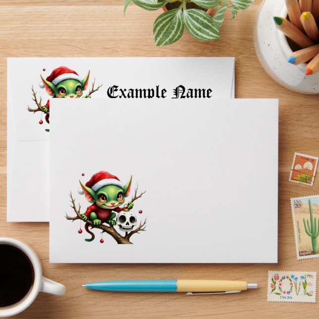 Merry Mischief – The Little Christmas Elf.  Envelope (Desk)