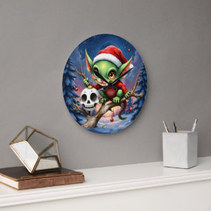Merry Mischief – The Little Christmas Elf. Large Clock