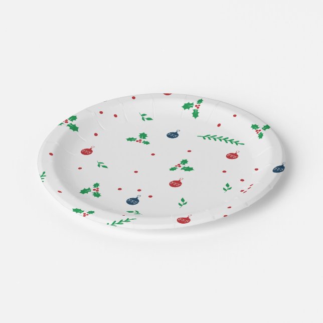 Merry Mistletoe Christmas Holiday Paper Plate (Angled)