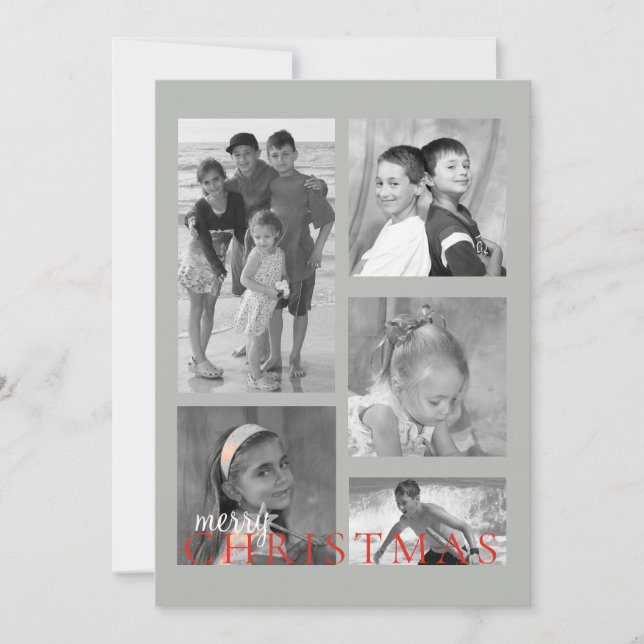 Merry Mistletoe Double Sided Photo Card in grey (Front)