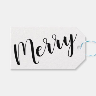 Merry   Modern   Black and White Gift Tags