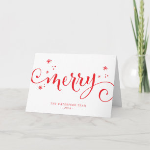 MERRY MODERN festive fun calligraphy sparkles red Card