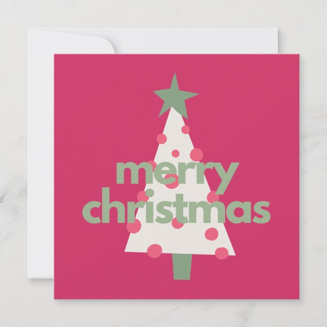 Merry Modern Minimalist Pink Christmas Card (Front)