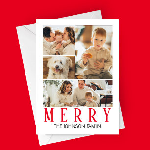 Merry Modern Photo Collage Holiday Card