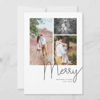 "Merry" Modern Script Multi Photo Holiday Card