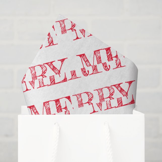 MERRY Modern Text Christmas Holiday Fun Tissue Paper (Gift Bag)