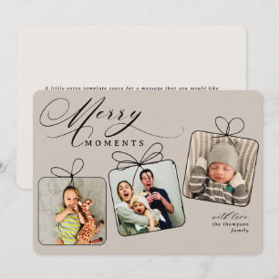 Merry Moments Beige Photo Collage Holiday Card