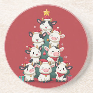 Merry Moo Christmas Coaster