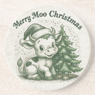 Merry Moo Christmas Coaster