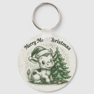 Merry Moo Christmas Keychain