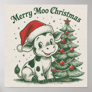 Merry Moo Christmas Poster