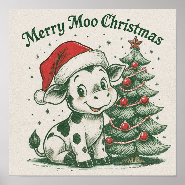Merry Moo Christmas Poster (Front)