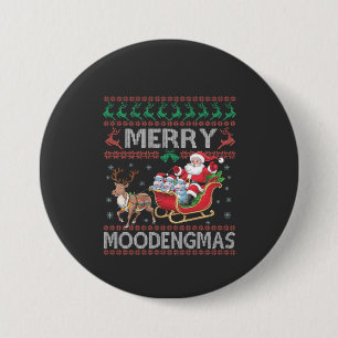 Merry MooDengmas Moo Deng Christmas Santa Hippo 3 Inch Round Button